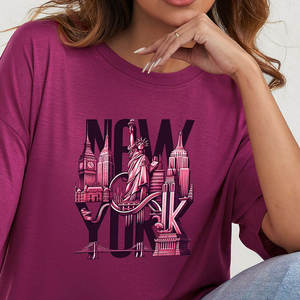 Camiseta Casual para Hombre, Cuello Redondo, Manga Corta, Corte Ajustado, con Estampado de Monumentos de la Ciudad, de Poliéster/Algodón, Transpirable y Ecológica - Product Image 2