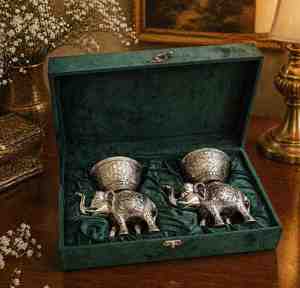 Traditional Indian Silvery <b>Elephant</b> Bowl Embossed Aluminum Handmade Modern <b>Decorative</b> Serving Dish Diwali Birthday Ramadan - Product Image 5