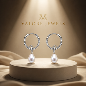 Pendientes de Plata de Ley 925 con Perlas de Agua Dulce de Moda de Emrusa Jewellers, con Diseño de Cuerda Trenzada, Unisex, Regalo para Bodas y Fiestas - Product Image 3