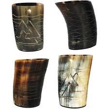 Mug en corne naturelle avec support en cuir, style viking, accessoire de boisson médiéval pour les festivals - Product Image 5
