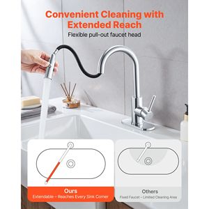 Grifo de cocina monomando pulido con rociador extraíble, acabado en níquel cepillado para baño, RV, fregadero de bar o espacios públicos - Product Image 3