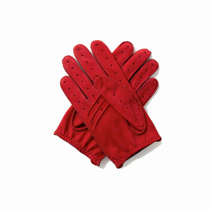 <b>Red</b> Perforated Leather Driving <b>Gloves</b> with Adjustable Wrist Strap Unisex Breathable Design for Motor Racing and Outdoor Use - Product Image 2