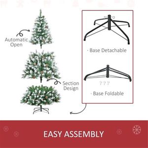 Albero di Natale Artificiale di Lusso in Pino Pre-Illuminato di Alta Qualità, 1,8 m, con Supporto Pieghevole in PET PVC e Decorazioni per Uso Esterno - Product Image 3