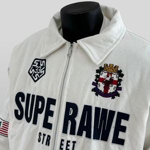 เสื้อแจ็คเก็ตบอมเบอร์บุผ้าฝ้ายสำหรับผู้ชาย ทนทาน อบอุ่น เหมาะสำหรับฤดูหนาว สีขาว แบบลำลอง สั่งทำได้ - Product Image 1