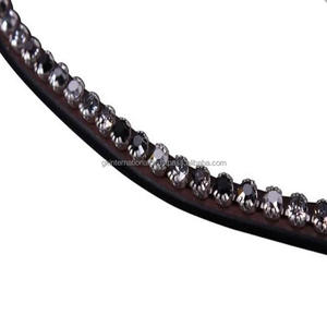 Diamantes de imitación de cristales multicolores grandes personalizados de 1 fila, cadena ostentosa, banda de frente de caballo de cuero genuino en tamaños de mazorca completos - Product Image 3