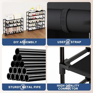 Scarpiera Alta a 10+1 Ripiani con Copertura, Capacità 50-55 Paia di Scarpe - Product Image 5