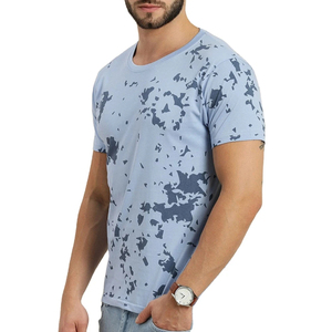 Camiseta de Manga Corta para Hombre, Color Azul Claro, Camuflaje, Cuello Redondo, Corte Ajustado, Diseño Transpirable, Sublimada - Product Image 1