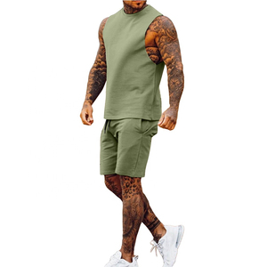 Premium Fitness Workout Clothing Lightweight Fabric Quick Dry Comfortable Fit For Training Men Sleeveless T Shirt Short <b>Set</b> - Product Image 6
