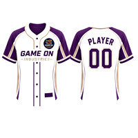 Camiseta de Béisbol de Primera Calidad OEM/ODM, Personalizada con Logotipo Bordado en Sarga, Cierre de Botones, Mangas Cortas, Ropa Deportiva