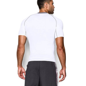 Men's <b>White</b> Short Sleeve Compression T-<b>Shirt</b> <b>Slim</b> <b>Fit</b> Quick Dry Knitted Polyester Sporty O-Neck Solid Design - Product Image 5