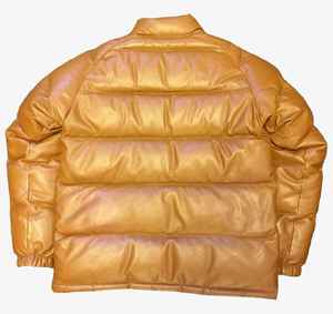 Blouson matelassé en cuir personnalisé pour homme, tendance 2025, avec col montant, coupe-vent et fermeture éclair, idéal pour l'hiver - Product Image 5