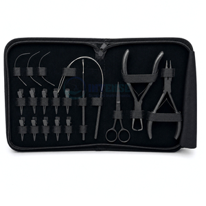 Salon Hair Extension Tool Kit Stainless Steel Loop Hook Pulling <b>Needle</b> With <b>Beads</b> For Weft Installation Bulk Supply - Product Image 5