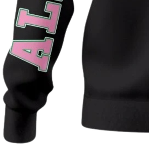 Sweat-shirt à col rond pour femme AKA Sorority Inc, design au dos en chenille noire, lettres grecques brodées, haut de gamme - Product Image 4