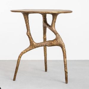 Ensemble de 4 tables d'appoint rondes en métal, design vintage, qualité supérieure, taille personnalisée, en aluminium et laiton. - Product Image 5