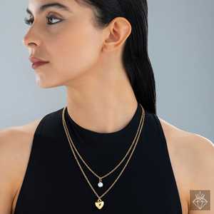 PRAO Collier à chaîne double couche anti-ternissement Heartthrob Accessoire de mode - Product Image 3