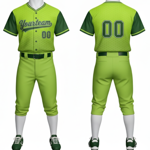 Uniforme de Béisbol Profesional en Neón y Verde, Jersey Sublimado Personalizado con Botones Completos, con Marca del Equipo y Pantalones Deportivos a Juego - Product Image 5