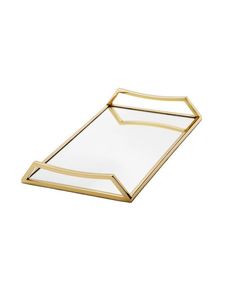Plateau de présentation en verre doré, organisateur de vanité moderne, présentoir décoratif pour comptoir - Product Image 4