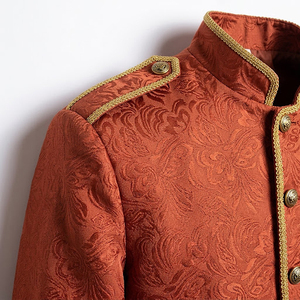 Blazer de style victorien en brocart, tendance, avec garniture en tresse dorée, style gothique steampunk, couleur orange, pour l'équitation, fabriqué par un professionnel - Product Image 5