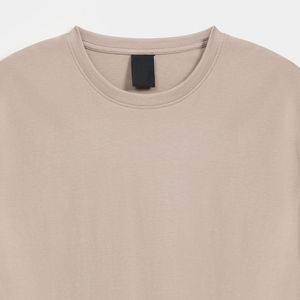 T-shirt basique beige pour homme, manches courtes, col rond, coupe classique, en jersey de coton doux, décontracté, pour l'été, vente en gros - Product Image 6