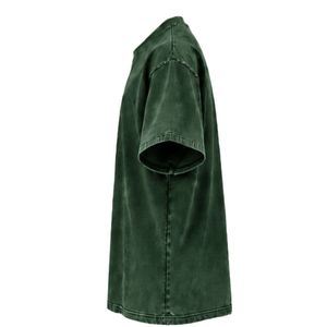 Camiseta Extra Grande de Algodón 100% Verde Oscuro Lavado Estilo Vintage con Logotipo Bordado en el Pecho, Antiarrugas, de Secado Rápido, Unisex, Estilo Urbano - Product Image 3