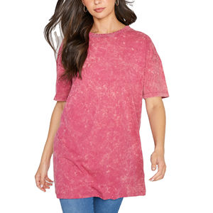 Camiseta de Punto con Lavado Ácido para Mujer, 180GSM, Algodón Ligero, Ecológica, Informal, Verano, Vintage, Ropa de Marca Privada OEM - Product Image 1