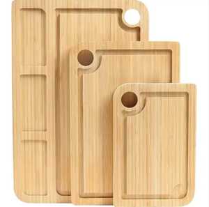 Planche à découper multifonctionnelle en bambou avec compartiments et poignée - Product Image 3