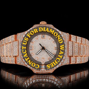 Reloj de lujo estilo hip hop con incrustaciones de diamantes, fabricado en India, con correa de acero inoxidable para hombre, disponible a un precio asequible. - Product Image 1