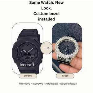 Boîtier de montre de luxe en acier inoxydable entièrement serti de pierres de diamant Moissanite brillantes - Product Image 6