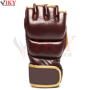 Service OEM ODM, produit durable à prix de gros auprès du meilleur fournisseur. Nouveaux gants de MMA en cuir de luxe bordeaux et or, tendance. - Product Image 2