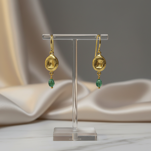 925 Silver <b>gold</b> plated <b>Emerald</b> seed <b>earring</b> - Product Image 5