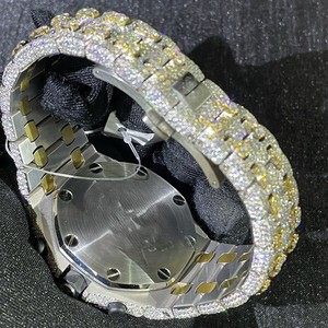 Montres classiques unisexes hip-hop artisanales personnalisées avec diamants Moissanite VVS1, bracelet en acier inoxydable, affichage analogique mécanique - Product Image 6