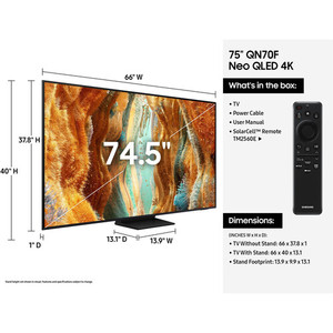 Televisor Neo QLED Mini-LED 4K HDR Inteligente QN70F de 75 Pulgadas con Google TV Android, Pantalla Curva Negra, DVB-T2, de Alta Calidad - Product Image 4