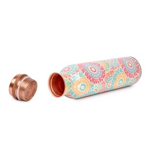 Premium Printed Pure Copper Water Bottle 1000ml Tribal Aztec Mandala Pattern Flask Leakproof Gym Sports Metal Drinkware - Product Image 3