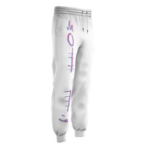 Men's <b>White</b> Printed Sweatpants With Wolf Pattern Elastic Waist Drawstring Casual <b>Joggers</b> Midweight Cotton Autumn Wear - Product Image 3