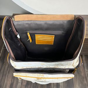 Nouveau véritable cheveux faits à la main sur cacher cuir de vachette sac à dos pour ordinateur portable rétro véritable cuir de vachette Vintage unisexe décontracté travail sac à dos - Product Image 6