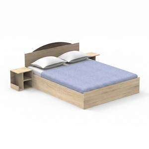 Lit superposé moderne 2241 King Size avec tête de lit cintrée en bois et 2 tables de chevet intégrées – Mobilier de chambre parentale - Product Image 4