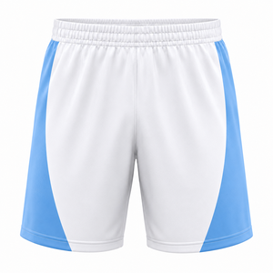 Conjunto de Camiseta y Pantalones Cortos de Fútbol para Hombre, Rayas Blancas y Azul Claro, Cuello en V, Manga Corta, Transpirable, Estampado Sublimado, para Todas las Temporadas - Product Image 3