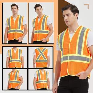 2025 Chaleco de seguridad de malla de flash LED de alta visibilidad 5 puntos Break Away con patrón de X reflectante Back Inside Tear Away Pockets - Product Image 2