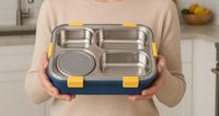 Hoge kwaliteit 4-delige roestvrijstalen lekbestendige lunchbox met 1000ml inhoud, luchtdichte sluiting, duurzame constructie - bulkprijs