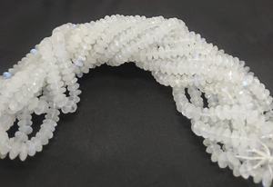 Natural Rainbow Moonstone German Cut Rondelle Beads 6-8mm Faceted Flashy Moonstone Loose <b>Gemstone</b> Beads For Jewelry Making - Product Image 2