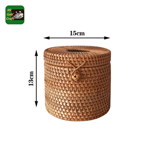 Boîte à mouchoirs en rotin, fabriquée à partir de tissage de rotin massif pour le rangement des mouchoirs et la décoration intérieure, fabriquée au Vietnam. - Product Image 5