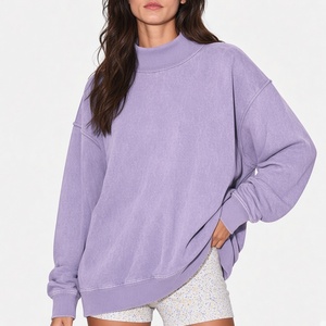 <b>Women</b> Oversized Mockneck Casual <b>Top</b> Loose Fit Long Sleeve Sweatshirt Relaxed Drop Shoulder Pullover Modern Streetwear Style - Product Image 6