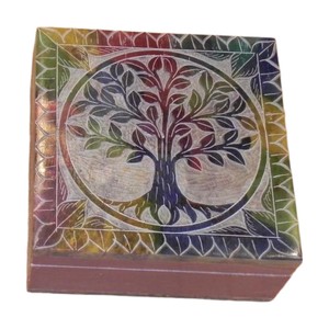 Meilleur prix artisanat arbre de vie sculpture conception stéatite boîtes à bijoux avec multicolore pour cadeaux cadeau paquet - Product Image 4