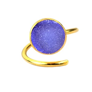 Druzy <b>Ring</b> Brass Gold Plated Wholesale <b>Statement</b> <b>Women</b> <b>Ring</b> - Product Image 2