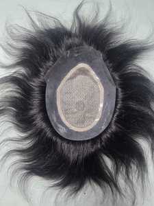 Toupet Lace Front Taz Hair BdD en Cheveux Humains Indiens Remy Lisses, Densité 130%, Base Mono, Nœuds Invisibles, Style Central, 40-80g, avec Closure - Product Image 2
