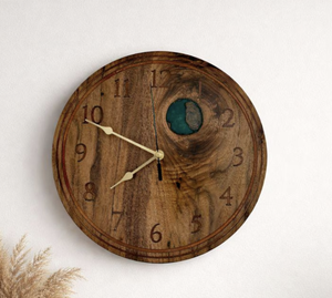 Natural Wood Art Deco Abstract Geometric Design Quartz Analog Silent <b>Battery</b> Powered Wall <b>Clock</b> for Living Room Hanging - Product Image 3