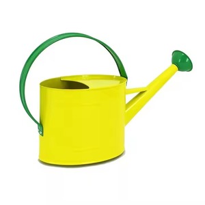 Regadera de Metal Amarilla Personalizable con Asa y Boquilla Verdes para Jardinería - Product Image 3