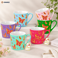 Mug à café en céramique imprimé papillon coloré, logo personnalisé, OEM, ODM, fabricant de marques privées, vente en gros, vente au détail, cadeaux