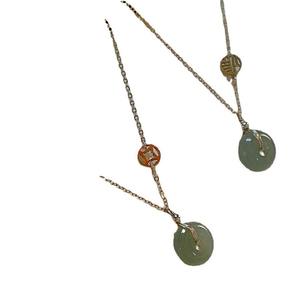 Collier en argent S925 de style rétro de haute qualité, chaîne de collier, jade de Hotan naturel, boucle de paix, pièce de monnaie en cuivre de marque, pendentifs fins, charmes - Product Image 5