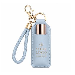 Custom PU Lip Balm Holder Keychain Bag Charm With Logo - Product Image 2